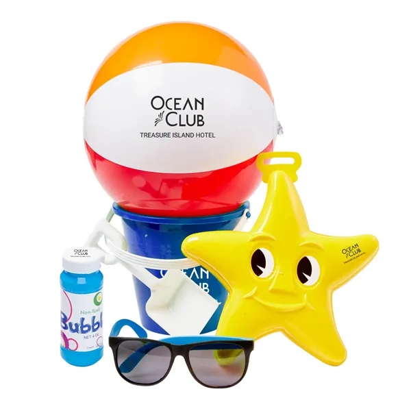 Beach kit with a 6" sand pail, 12" beach ball, starfish... from ASI 63549 Jornik Manufacturing Corp / Jornik