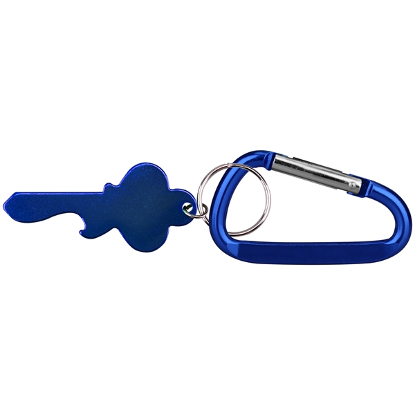 Key shape bottle opener with key ring and carabiner... from ASI 74585 Nu Promo International / Nu Promo Line