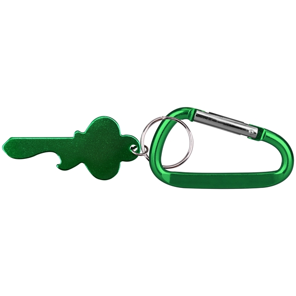 Key shape bottle opener with key ring and carabiner... from ASI 74585 Nu Promo International / Nu Promo Line