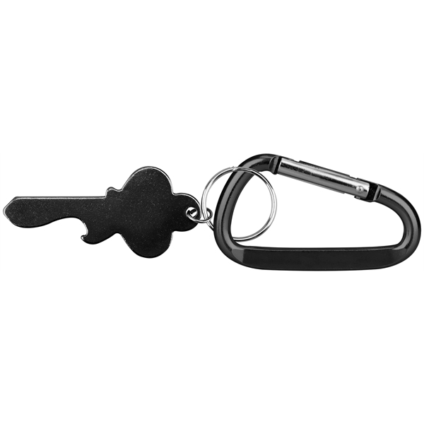 Key shape bottle opener with key ring and carabiner... from ASI 74585 Nu Promo International / Nu Promo Line