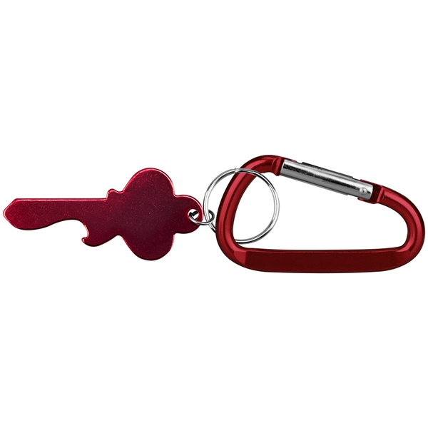 Key shape bottle opener with key ring and carabiner... from ASI 74585 Nu Promo International / Nu Promo Line