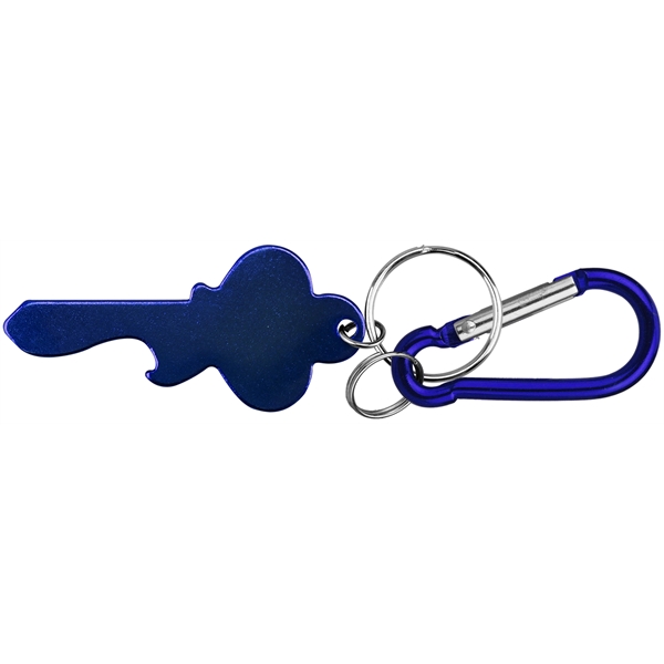 Key shape bottle opener with key ring and carabiner... from ASI 74585 Nu Promo International / Nu Promo Line