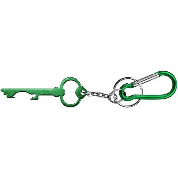 Key shaped aluminum bottle opener with key chain and carabiner... from ASI 74585 Nu Promo International / Nu Promo Line