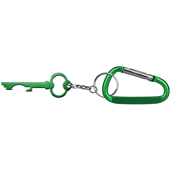 Key shaped aluminum bottle opener with key chain and carabiner... from ASI 74585 Nu Promo International / Nu Promo Line