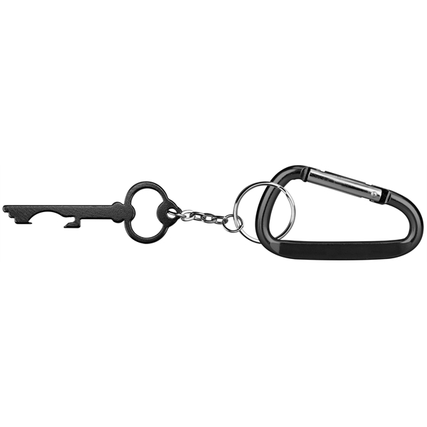 Key shaped aluminum bottle opener with key chain and carabiner... from ASI 74585 Nu Promo International / Nu Promo Line