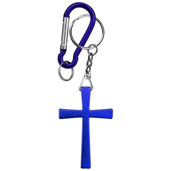 Cross key holder with split key ring and carabiner... from ASI 74585 Nu Promo International / Nu Promo Line
