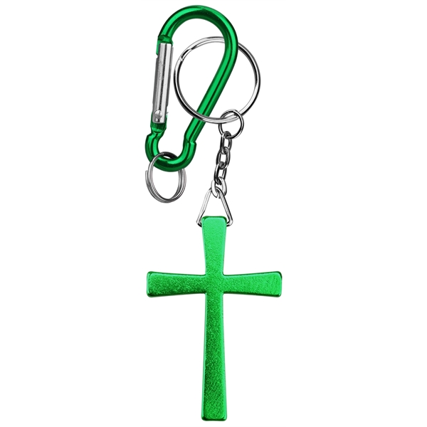Cross key holder with split key ring and carabiner... from ASI 74585 Nu Promo International / Nu Promo Line