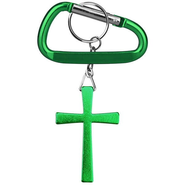 Cross key holder with split key ring and carabiner... from ASI 74585 Nu Promo International / Nu Promo Line