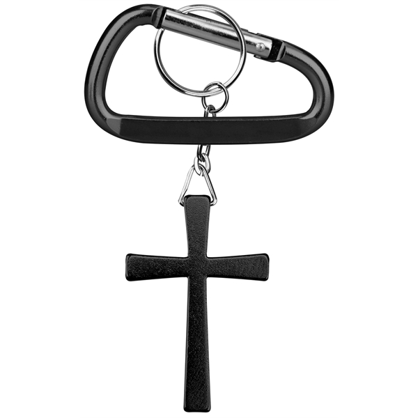 Cross key holder with split key ring and carabiner... from ASI 74585 Nu Promo International / Nu Promo Line