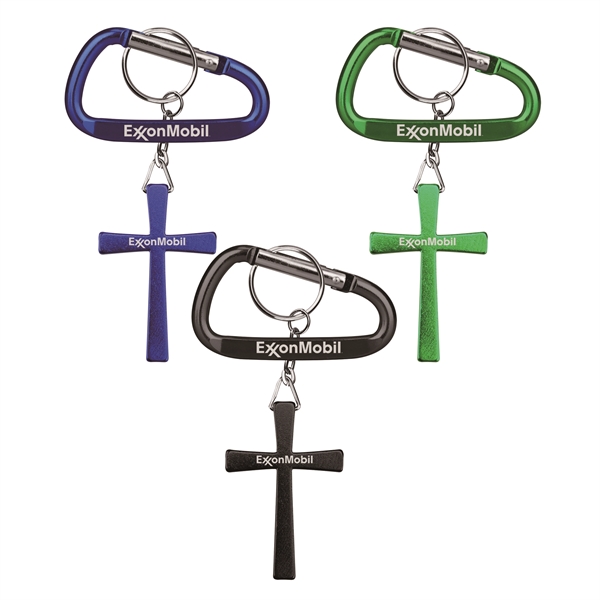 Cross key holder with split key ring and carabiner... from ASI 74585 Nu Promo International / Nu Promo Line