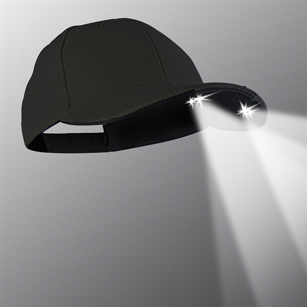 Cap with ultra-bright dual-action LED under brim lighting module for close-up... from ASI 75825 Panther Vision / POWERCAP