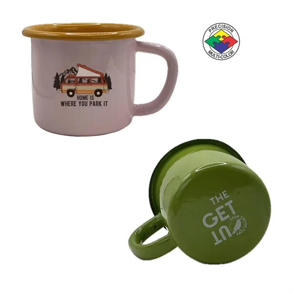 12oz Two Tone Enameled Steel Cup - Crow Canyon - Get... from ASI 80093 Pyrographics / Pyrographics Line
