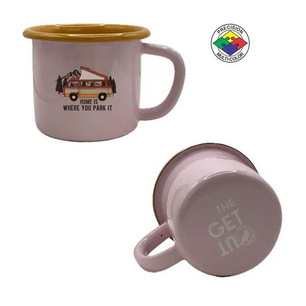 12oz Two Tone Enameled Steel Cup - Crow Canyon - Get... from ASI 80093 Pyrographics / Pyrographics Line