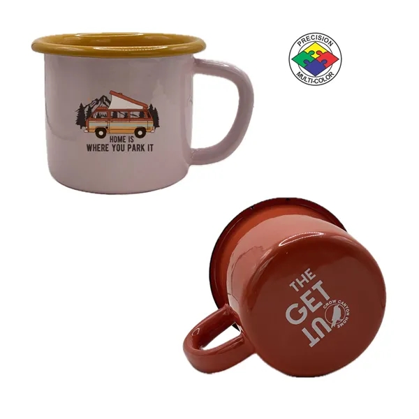 12oz Two Tone Enameled Steel Cup - Crow Canyon - Get... from ASI 80093 Pyrographics / Pyrographics Line