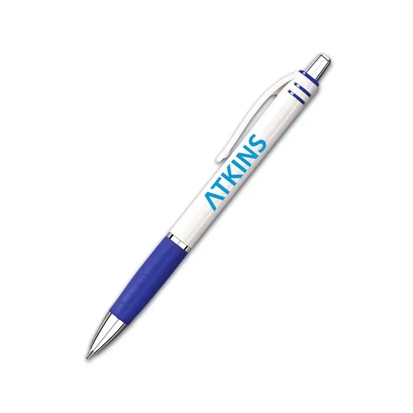 Click action retractable ballpoint pen with white barrel, color trim and... from ASI 90859 Tempo Industries Inc