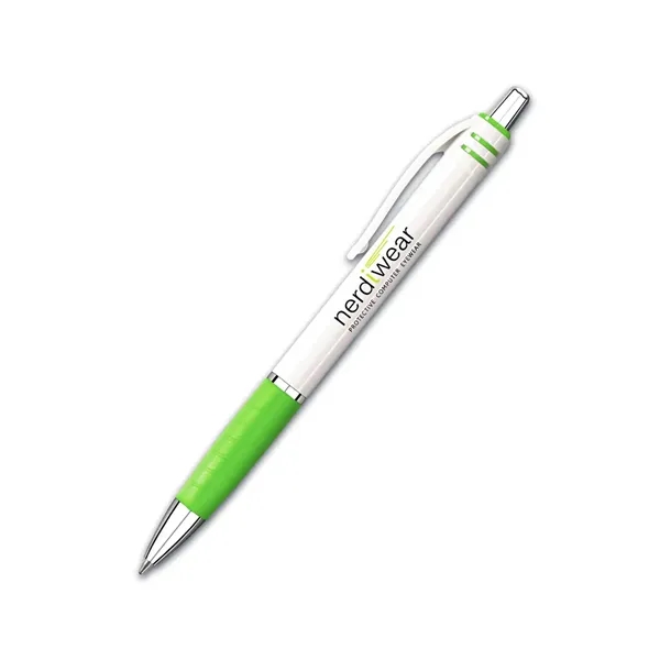 Click action retractable ballpoint pen with white barrel, color trim and... from ASI 90859 Tempo Industries Inc