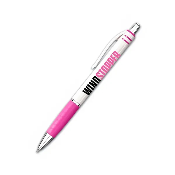 Click action retractable ballpoint pen with white barrel, color trim and... from ASI 90859 Tempo Industries Inc