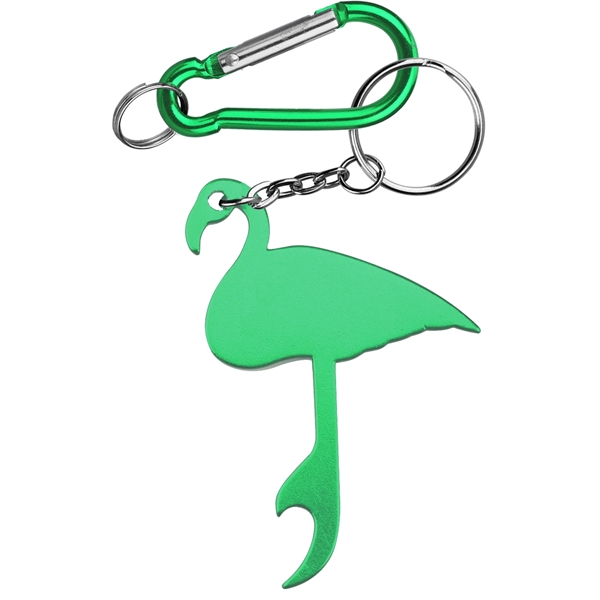 Flamingo shaped aluminum bottle opener with key chain.... from ASI 74585 Nu Promo International / Nu Promo Line