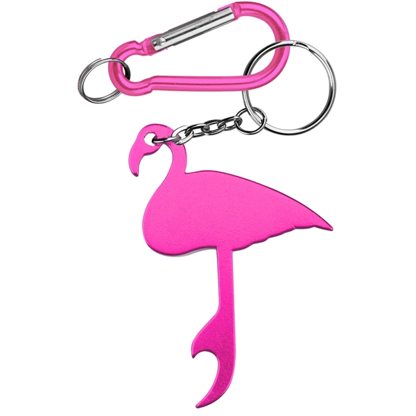 Flamingo shaped aluminum bottle opener with key chain.... from ASI 74585 Nu Promo International / Nu Promo Line