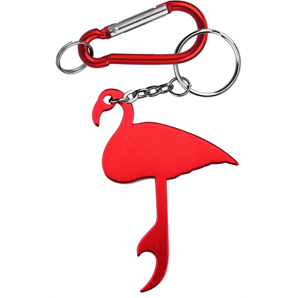 Flamingo shaped aluminum bottle opener with key chain.... from ASI 74585 Nu Promo International / Nu Promo Line