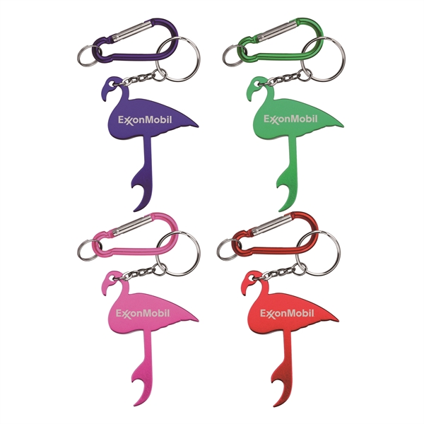 Flamingo shaped aluminum bottle opener with key chain.... from ASI 74585 Nu Promo International / Nu Promo Line