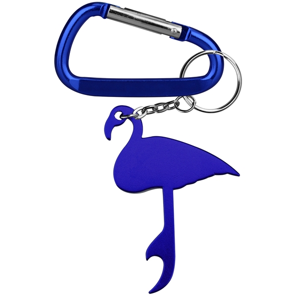 Flamingo shaped aluminum bottle opener with key chain.... from ASI 74585 Nu Promo International / Nu Promo Line