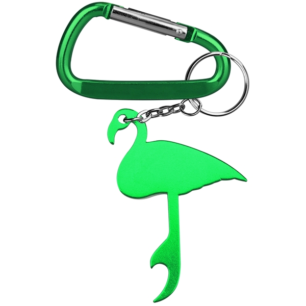 Flamingo shaped aluminum bottle opener with key chain.... from ASI 74585 Nu Promo International / Nu Promo Line