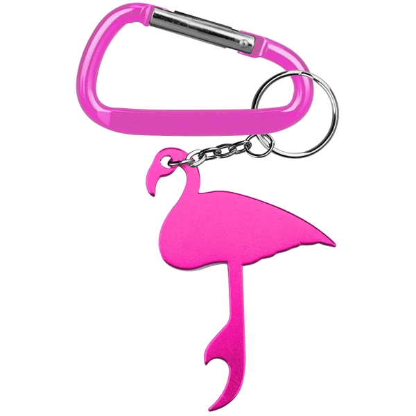 Flamingo shaped aluminum bottle opener with key chain.... from ASI 74585 Nu Promo International / Nu Promo Line