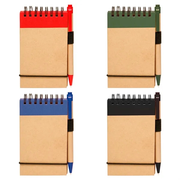Spiral eco notepad with pen plus 1 color silkscreen imprint on... from ASI 37218 Athena Promo (tm)