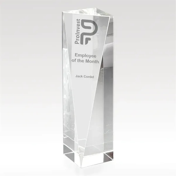 Tower shaped award made of optical crystal with an etched imprint.... from ASI 93986 Visions/Awardcraft / Visions Awards