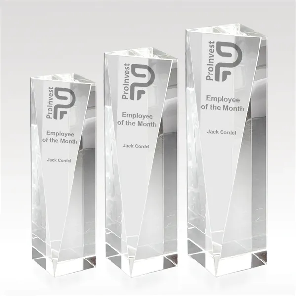 Tower shaped award made of optical crystal with an etched imprint.... from ASI 93986 Visions/Awardcraft / Visions Awards