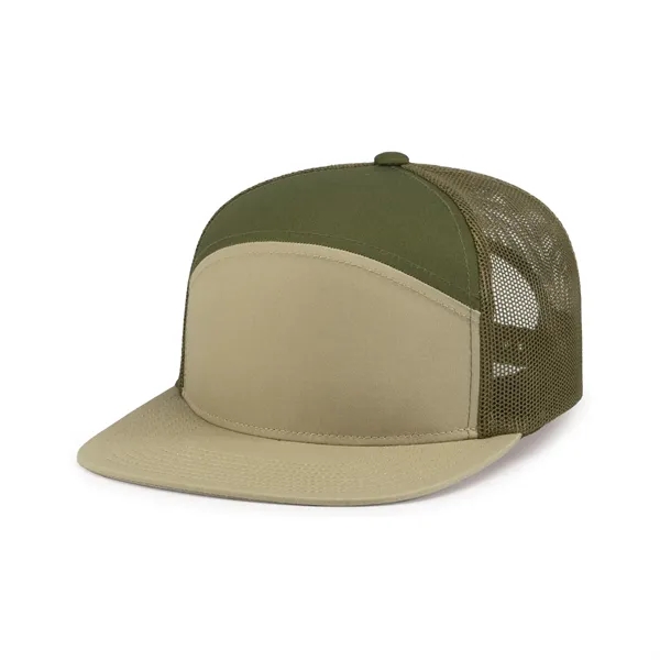 6-Panel Arch Trucker Snapback Cap with shape-able flat bill.... from ASI 37461 Augusta Sportswear / Pacific Headwear