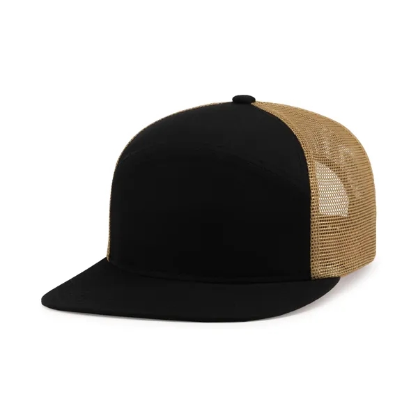 6-Panel Arch Trucker Snapback Cap with shape-able flat bill.... from ASI 37461 Augusta Sportswear / Pacific Headwear