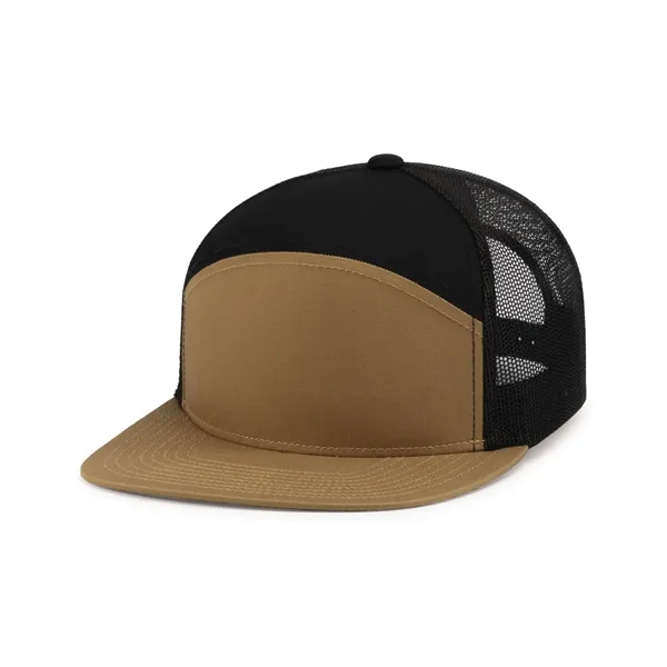 6-Panel Arch Trucker Snapback Cap with shape-able flat bill.... from ASI 37461 Augusta Sportswear / Pacific Headwear