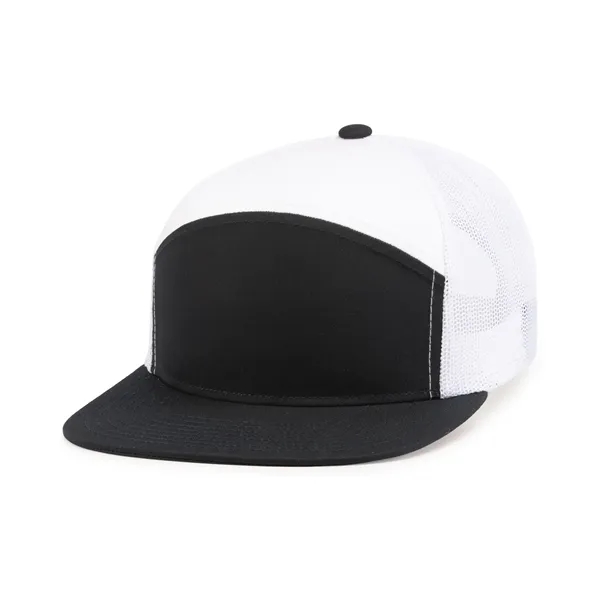 6-Panel Arch Trucker Snapback Cap with shape-able flat bill.... from ASI 37461 Augusta Sportswear / Pacific Headwear