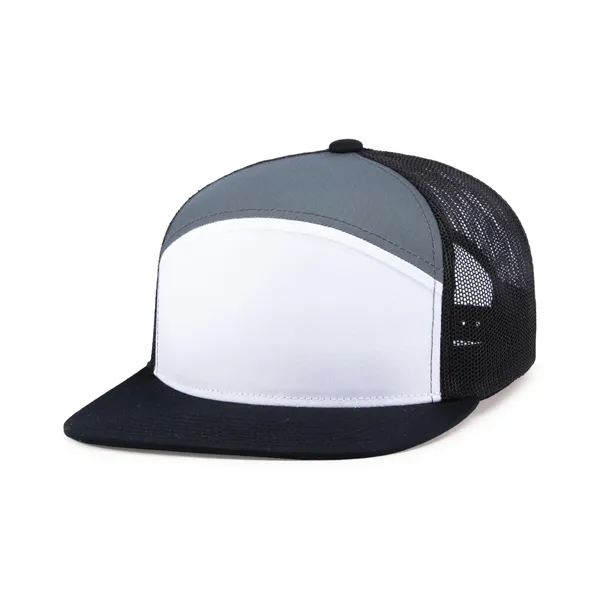 6-Panel Arch Trucker Snapback Cap with shape-able flat bill.... from ASI 37461 Augusta Sportswear / Pacific Headwear