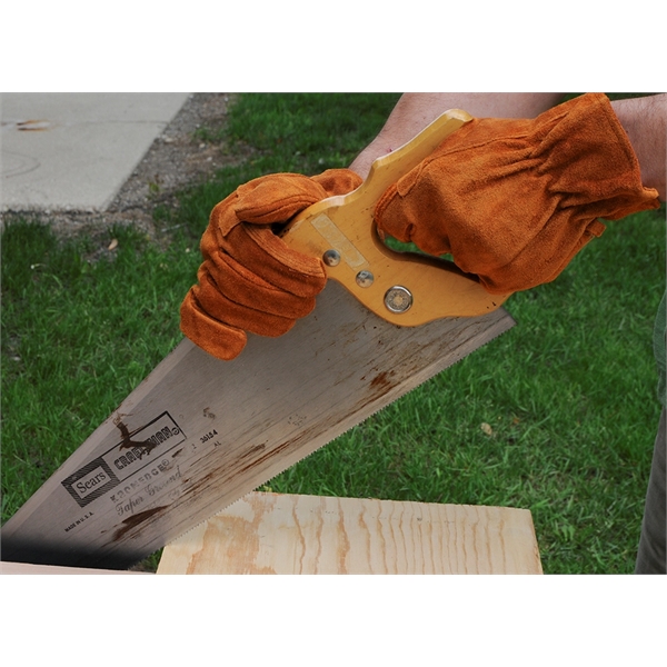 Premium suede cowhide leather work gloves with thumb and palm patch.... from ASI 62192 Illinois Glove Co / Honest Abe®