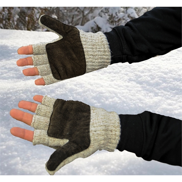 Glomitt- glove & mitten, ragg wool shell with 3M Thinsulate lining... from ASI 62192 Illinois Glove Co / Honest Abe®