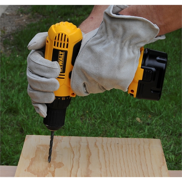 Gray select suede cowhide leather work gloves with shirred elastic back.... from ASI 62192 Illinois Glove Co / Honest Abe®