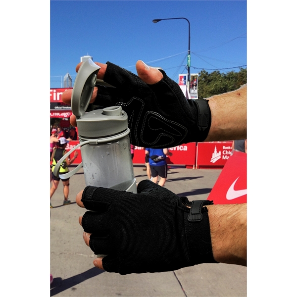 Sports gloves, black synthetic suede reinforced palm, black spandex back.... from ASI 62192 Illinois Glove Co / Honest Abe®