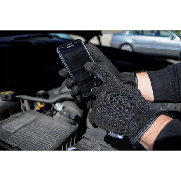 Touchscreen mechanics gloves, padded & reinforced palm, black spandex back, slip... from ASI 62192 Illinois Glove Co / Honest Abe®