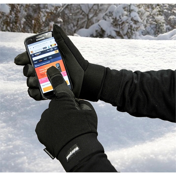 Touchscreen Waterproof Winter Mechanics gloves, black synthetic suede palm, black spandex... from ASI 62192 Illinois Glove Co / Honest Abe®