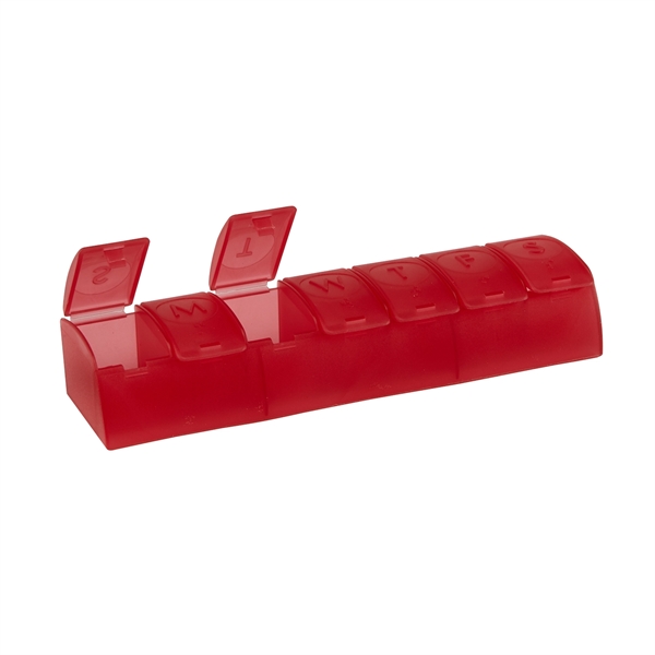 7-day med minder pill organizer box with labeled lid and imprinted... from ASI 52840 Evans Manufacturing