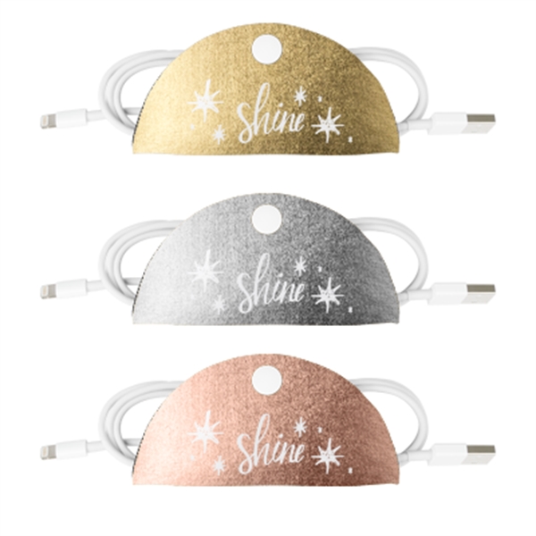 Flat and foldable, taco-shaped metallic neoprene cord organizer with snap closure.... from ASI 74710 Numo / NUMO