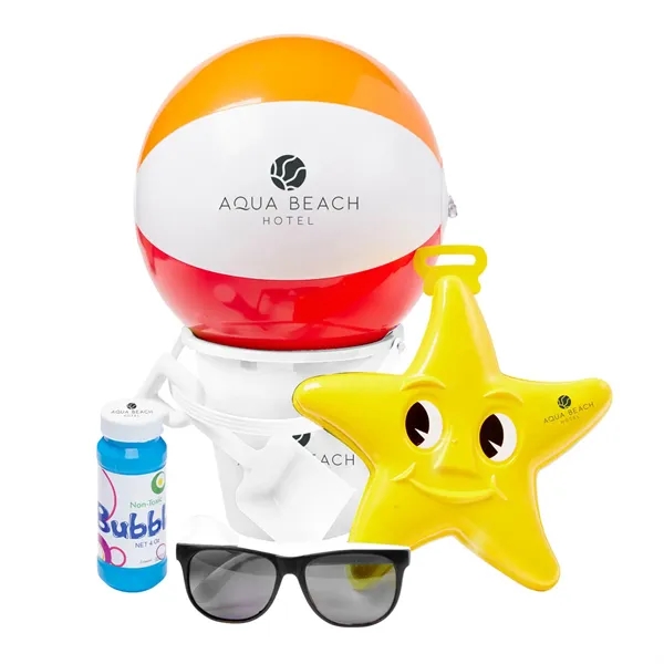 Beach kit with a 6" sand pail, 12" beach ball, starfish... from ASI 63549 Jornik Manufacturing Corp / Jornik