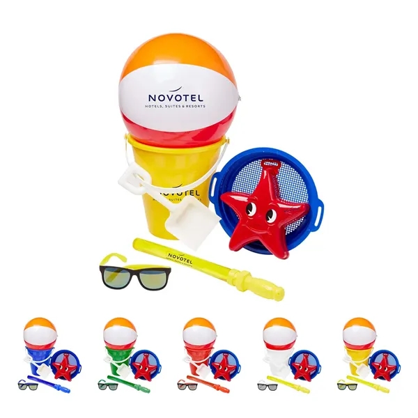 Beach kit with a 9" sand pail, 16" beach ball, star... from ASI 63549 Jornik Manufacturing Corp / Jornik