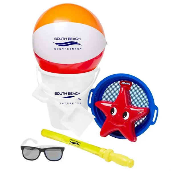 Beach kit with a 9" sand pail, 16" beach ball, star... from ASI 63549 Jornik Manufacturing Corp / Jornik