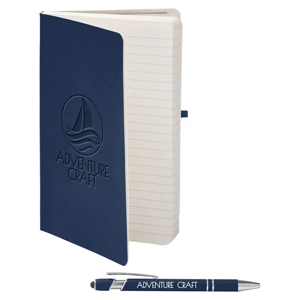 Journal and pen set with a soft cover, a rubberized aluminum... from ASI 79530 Prime Line
