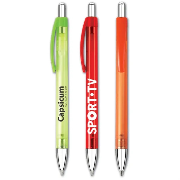 Retractable ballpoint pen with translucent barrels, chrome tip and plunger.... from ASI 90859 Tempo Industries Inc