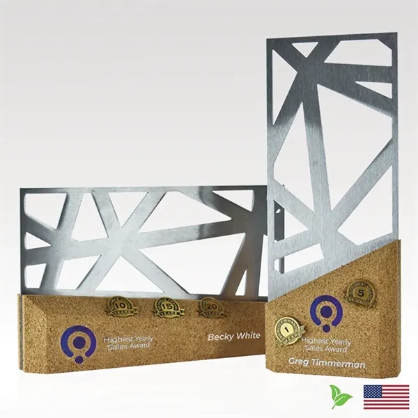 4" x 1.75" x 10" steel and cork award with customization.... from ASI 93986 Visions/Awardcraft / Visions Awards